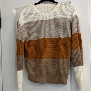 4 for $20 Sale - Colorblock Knit Sweater - Cream, Tan, and Orange